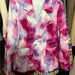 SHEIN Pink and Purple Watercolor Blazer